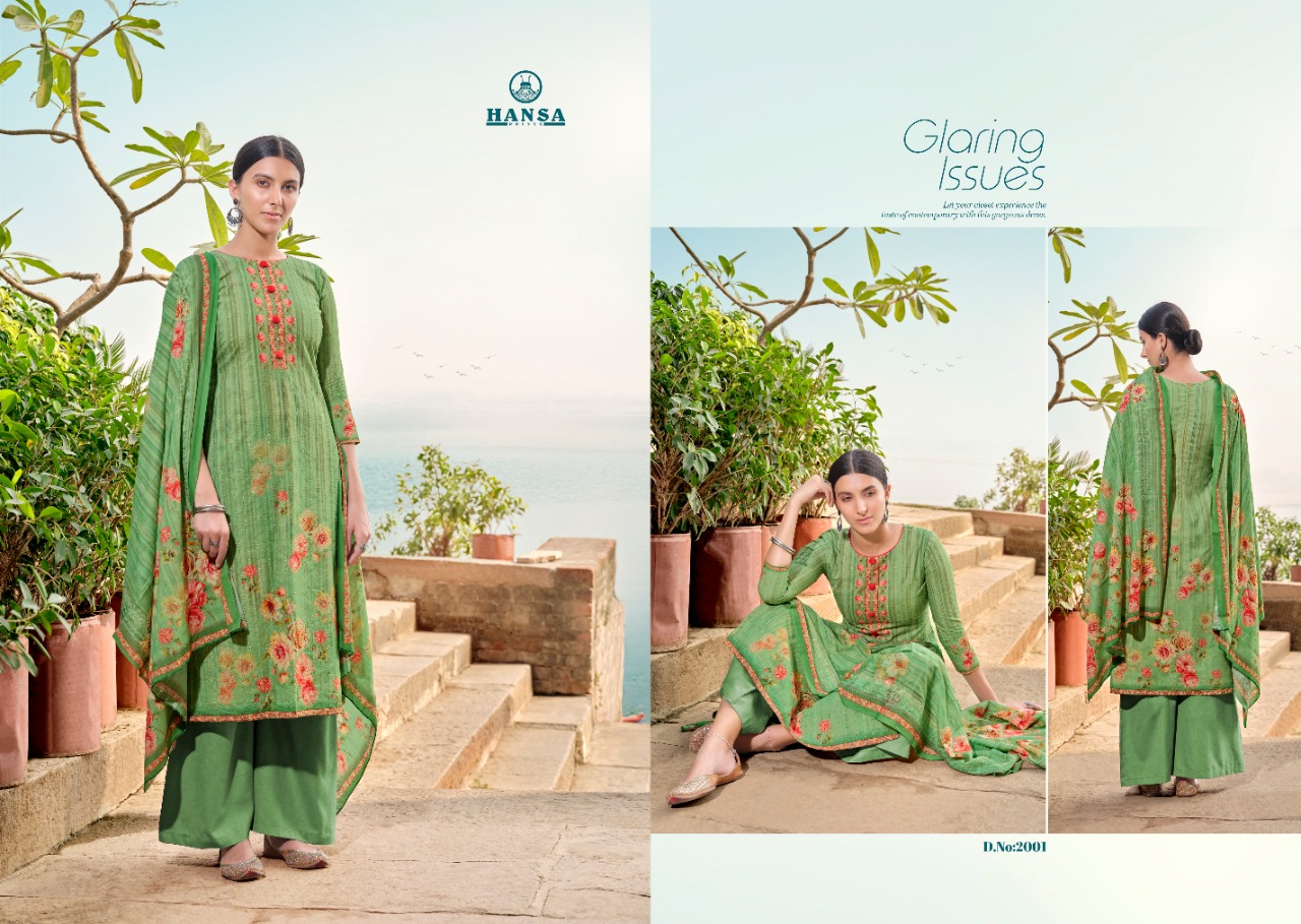 Hansa Hidaya Launched Suhani Pure Lawn Digital Print With Work Fancy Designer Salwar Suits Wholesaler At Surat