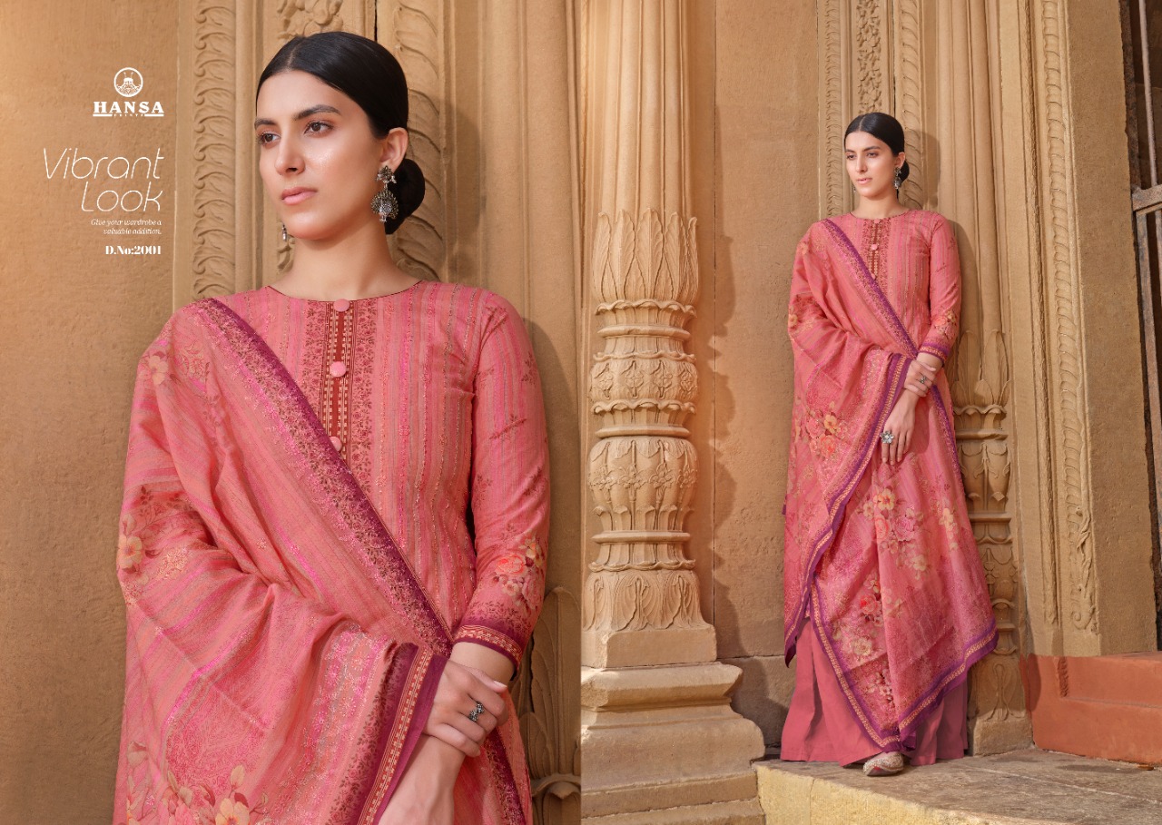 Hansa Hidaya Launched Suhani Pure Lawn Digital Print With Work Fancy Designer Salwar Suits Wholesaler At Surat