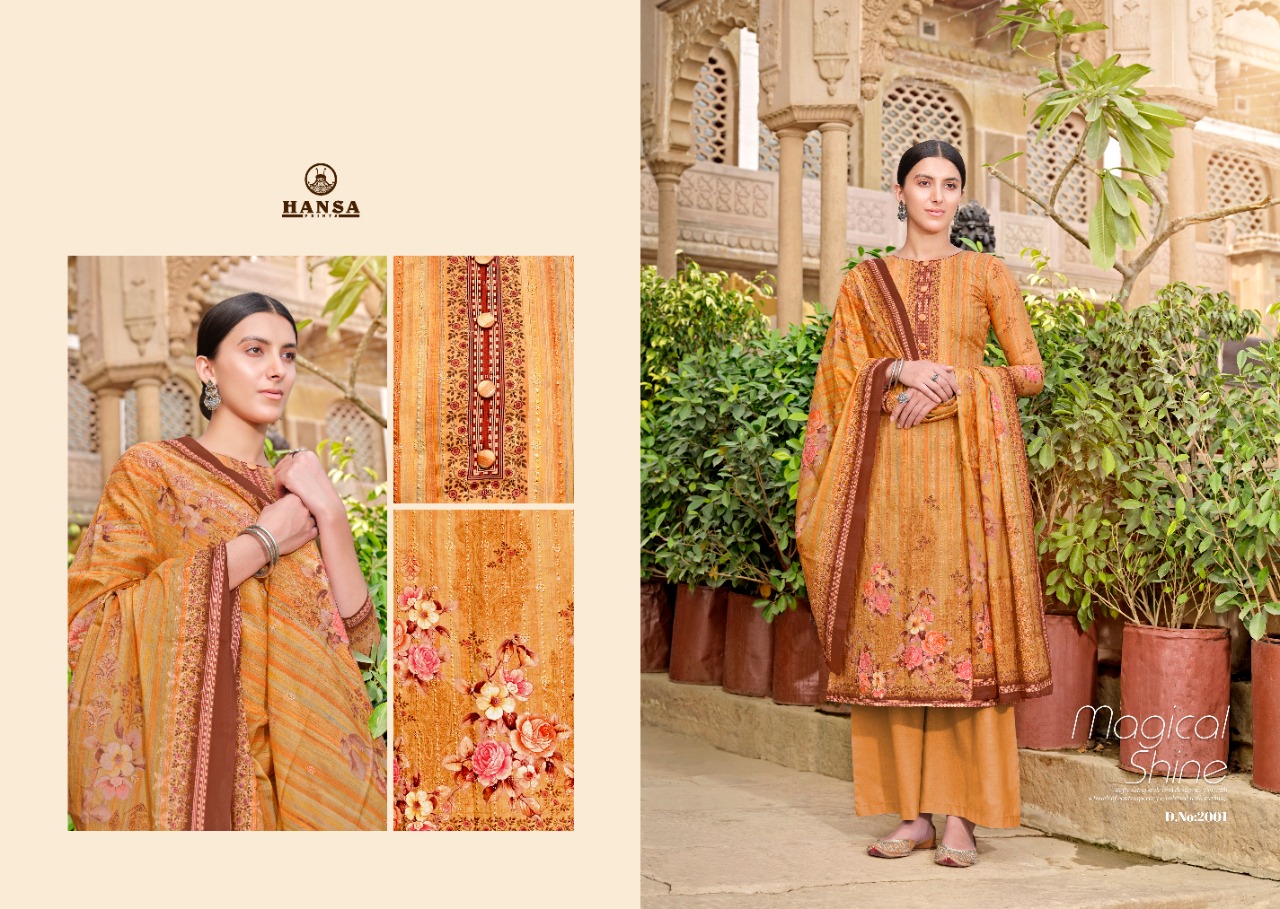 Hansa Hidaya Launched Suhani Pure Lawn Digital Print With Work Fancy Designer Salwar Suits Wholesaler At Surat