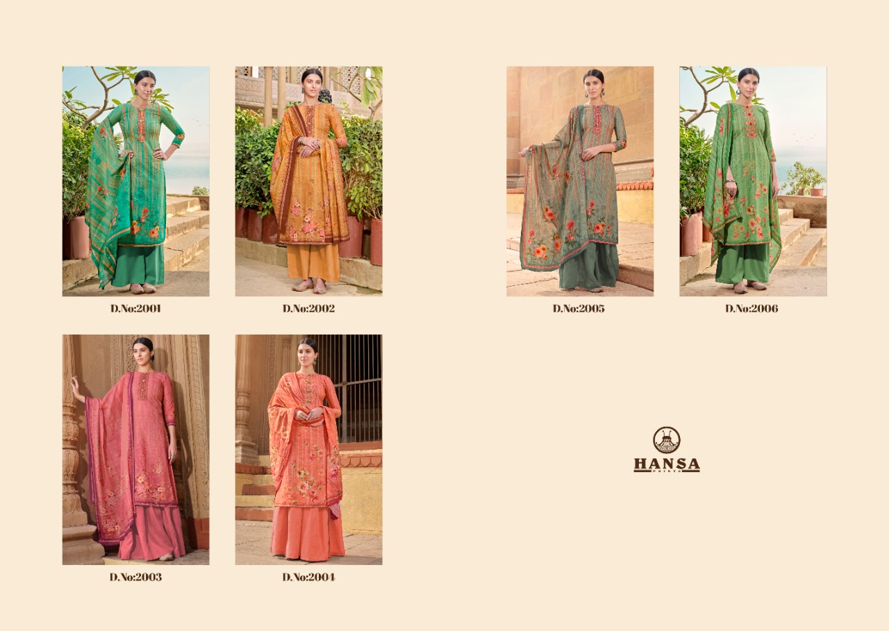 Hansa Hidaya Launched Suhani Pure Lawn Digital Print With Work Fancy Designer Salwar Suits Wholesaler At Surat