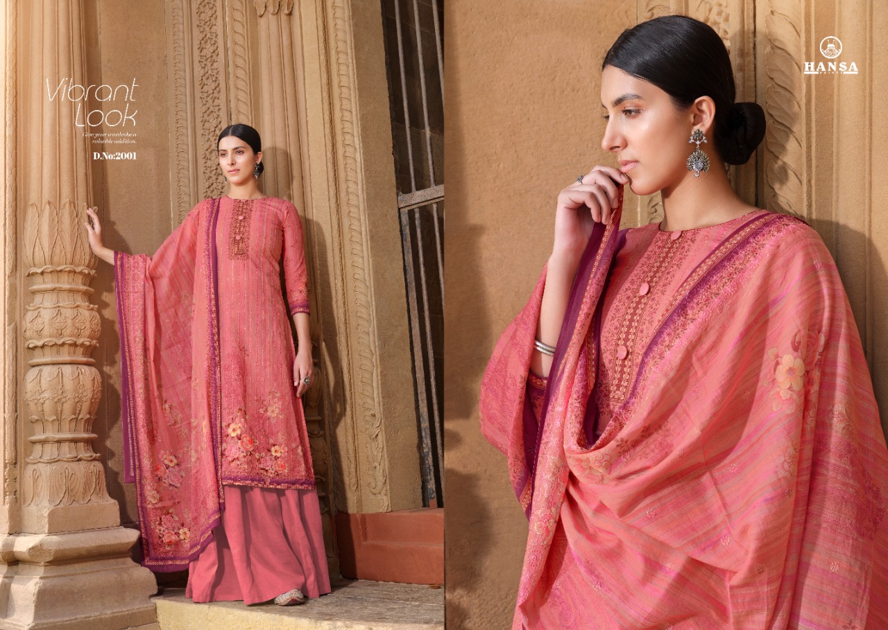 Hansa Hidaya Launched Suhani Pure Lawn Digital Print With Work Fancy Designer Salwar Suits Wholesaler At Surat