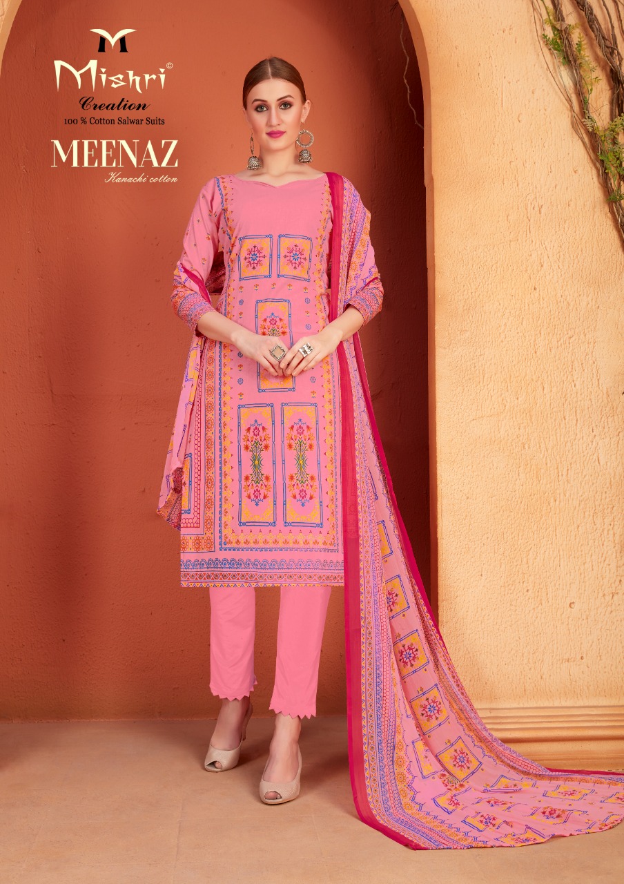 Mishari Creation Launches Meenaz Vol 4 Cotton Fabric Karachi Style Suit Wholesale Dealer