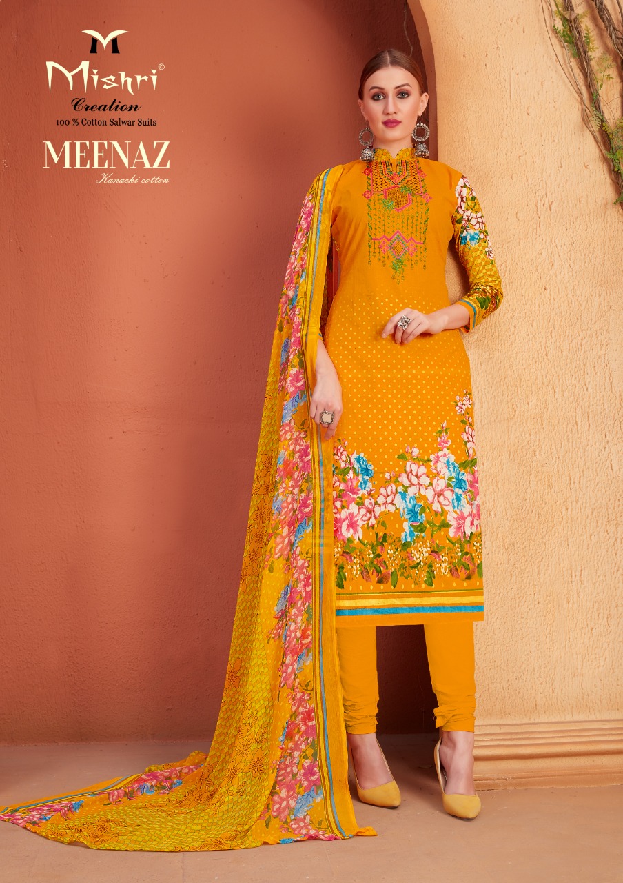 Mishari Creation Launches Meenaz Vol 4 Cotton Fabric Karachi Style Suit Wholesale Dealer