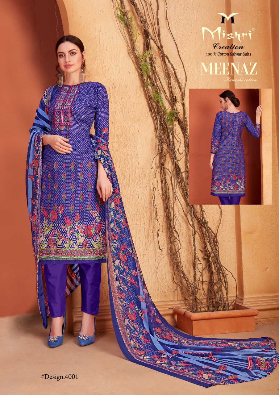 Mishari Creation Launches Meenaz Vol 4 Cotton Fabric Karachi Style Suit Wholesale Dealer