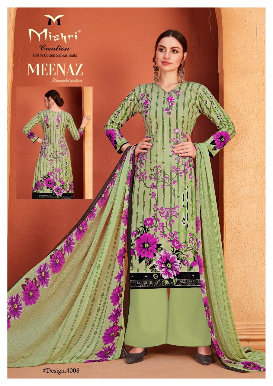 Mishari Creation Launches Meenaz Vol 4 Cotton Fabric Karachi Style Suit Wholesale Dealer
