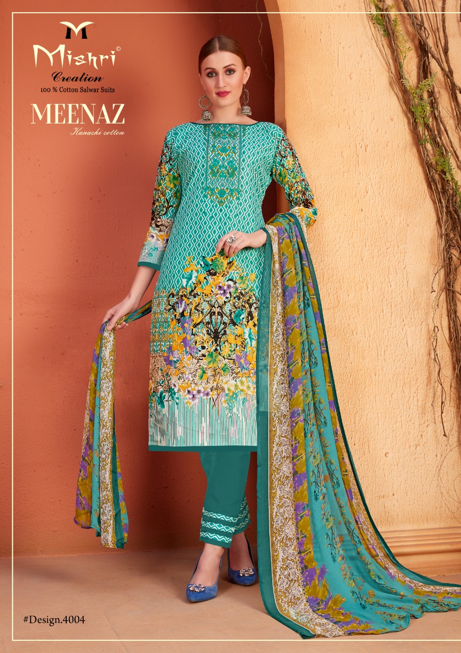 Mishari Creation Launches Meenaz Vol 4 Cotton Fabric Karachi Style Suit Wholesale Dealer