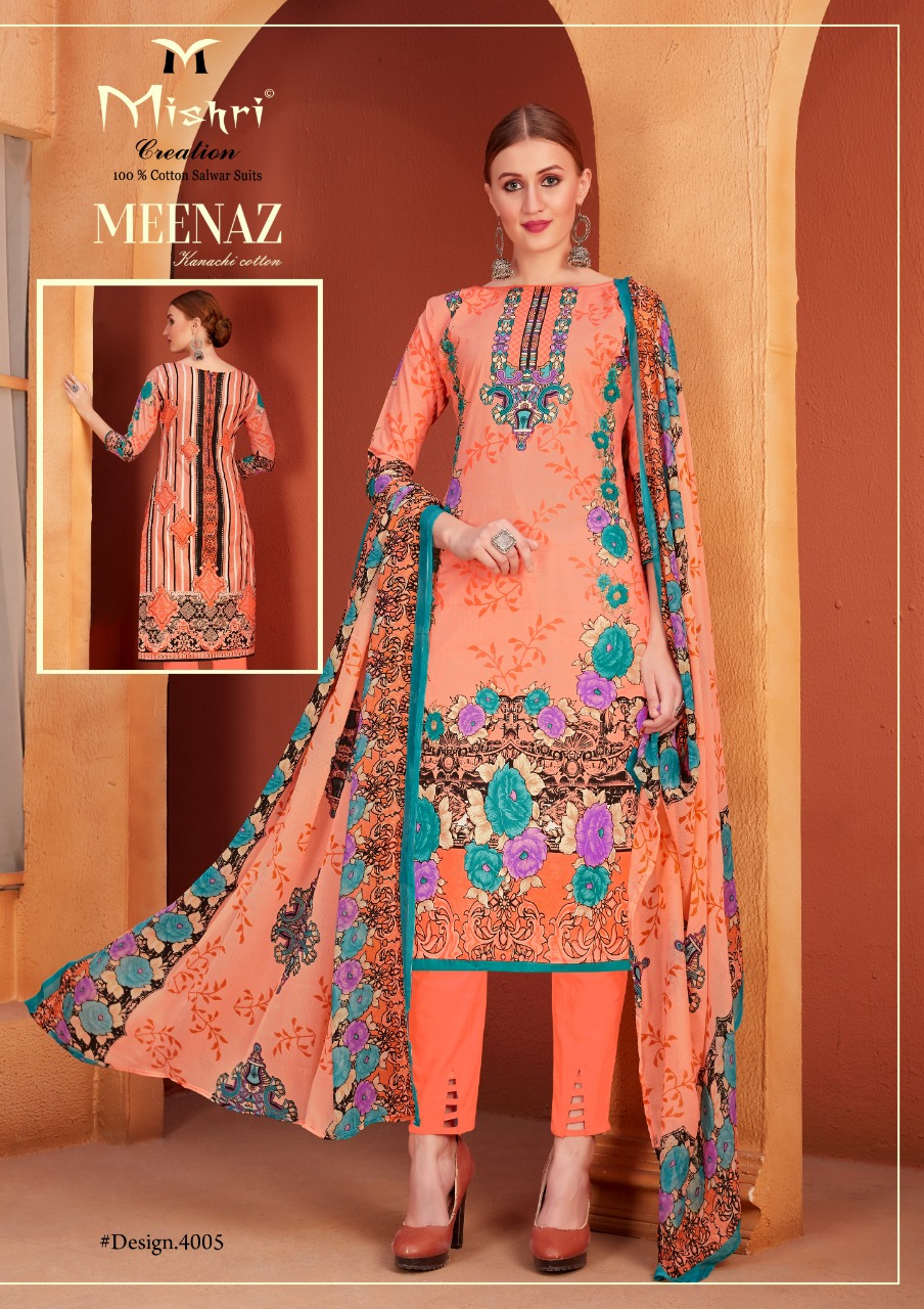 Mishari Creation Launches Meenaz Vol 4 Cotton Fabric Karachi Style Suit Wholesale Dealer