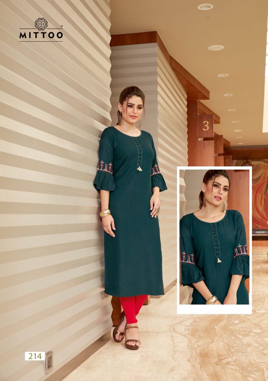 Mittoo Launched Payal Vol 12 Rayon Print Fancy Designer Kurtis Wholesale Dealer Surat