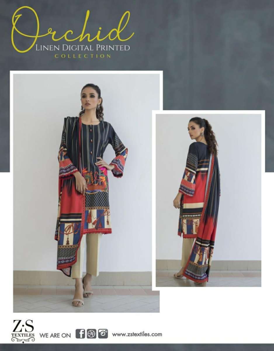 Zs Textile Presents Orchid Linen Printed Collection Salwar Suits Wholesale Delar Surat