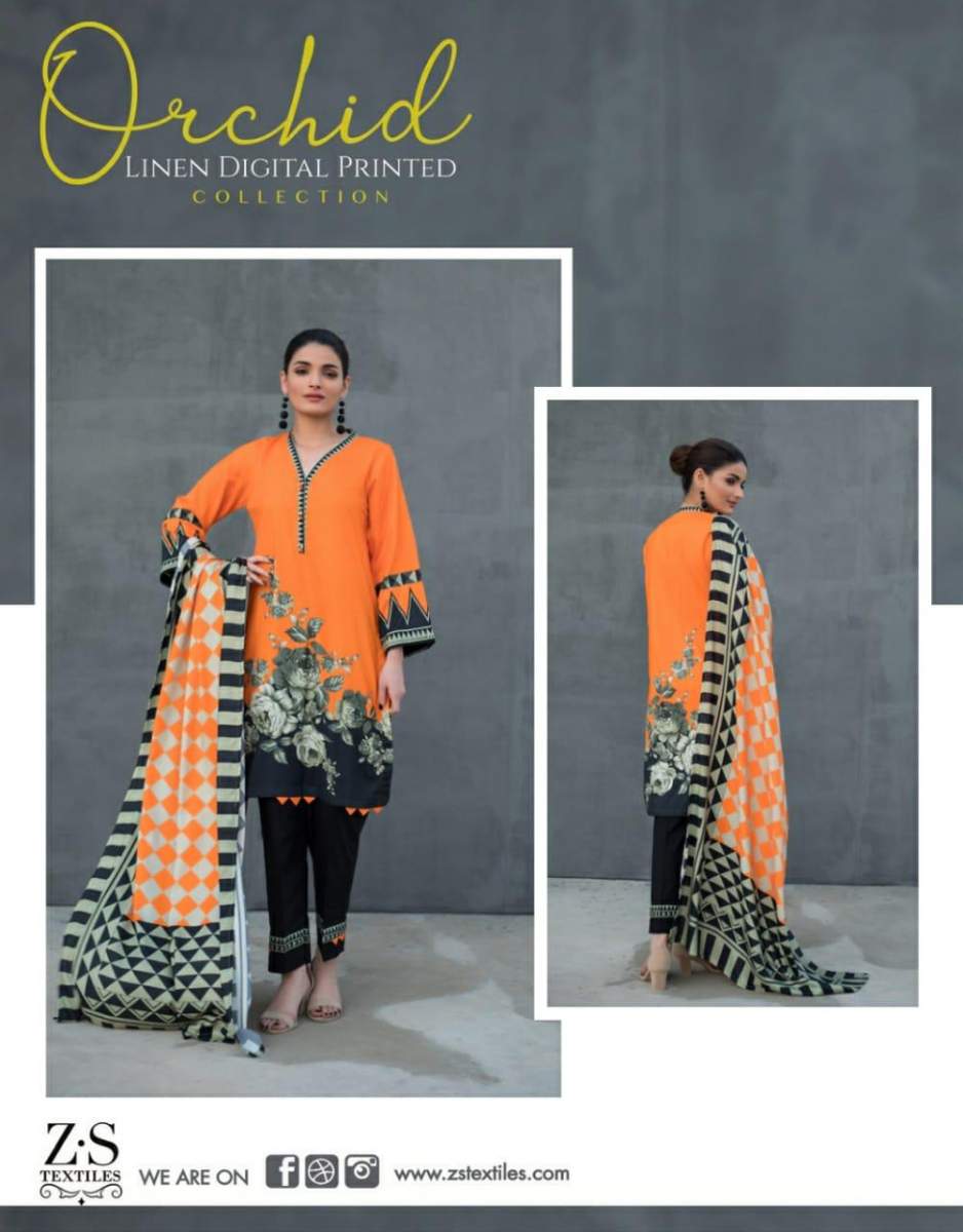 Zs Textile Presents Orchid Linen Printed Collection Salwar Suits Wholesale Delar Surat