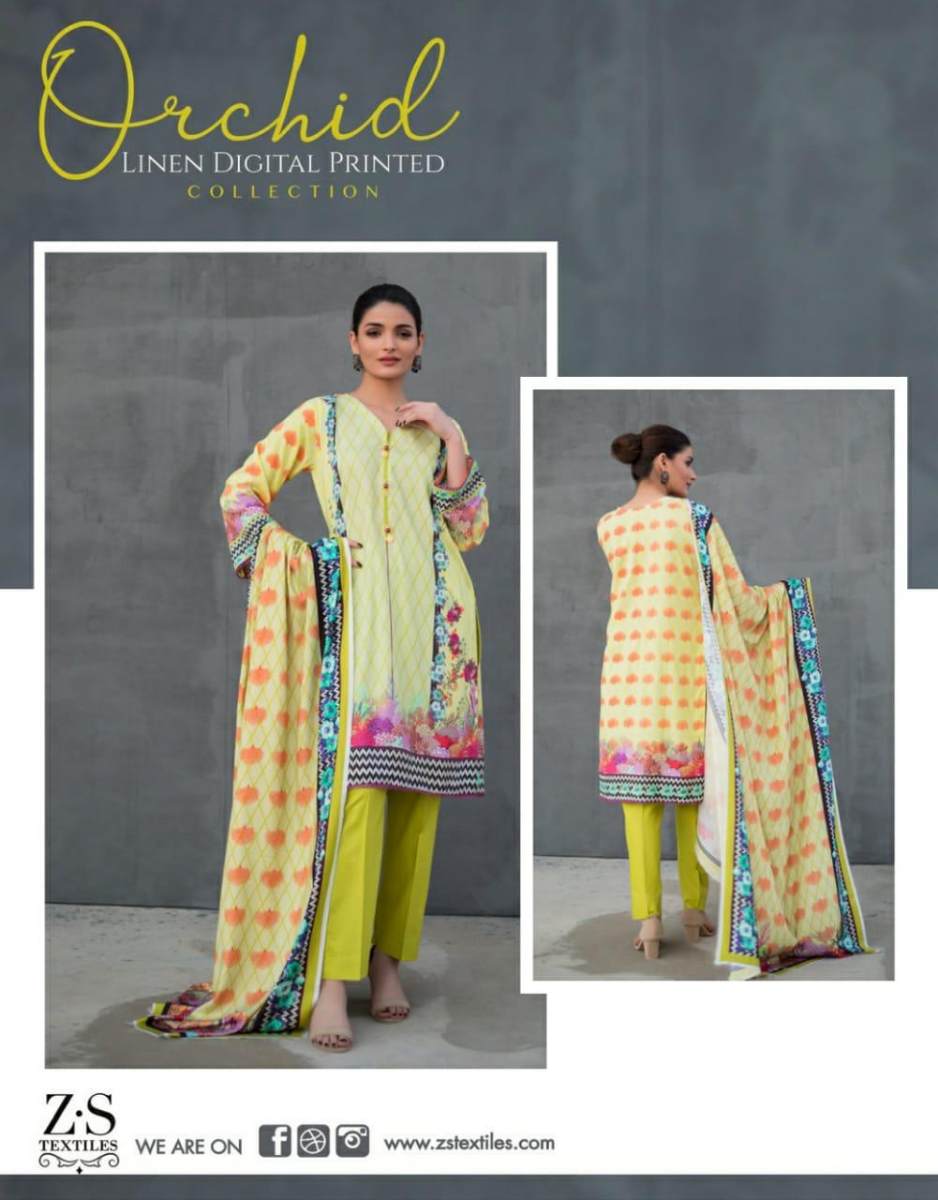 Zs Textile Presents Orchid Linen Printed Collection Salwar Suits Wholesale Delar Surat