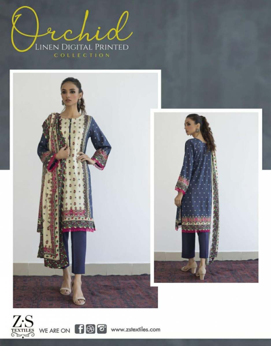 Zs Textile Presents Orchid Linen Printed Collection Salwar Suits Wholesale Delar Surat
