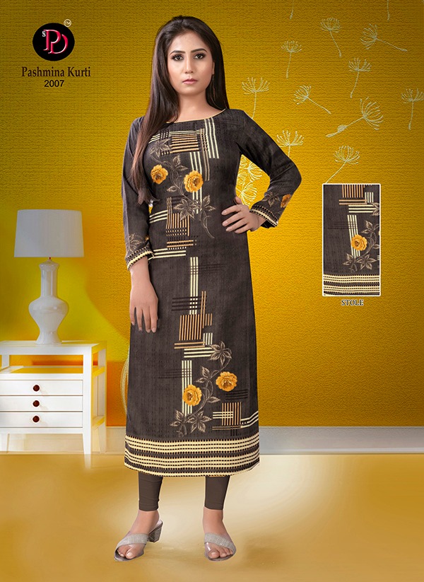 Purvi Designer Presents Pashmina Vol 2 Pure Pashmina Print With Stall Fancy Long Type Kurtis