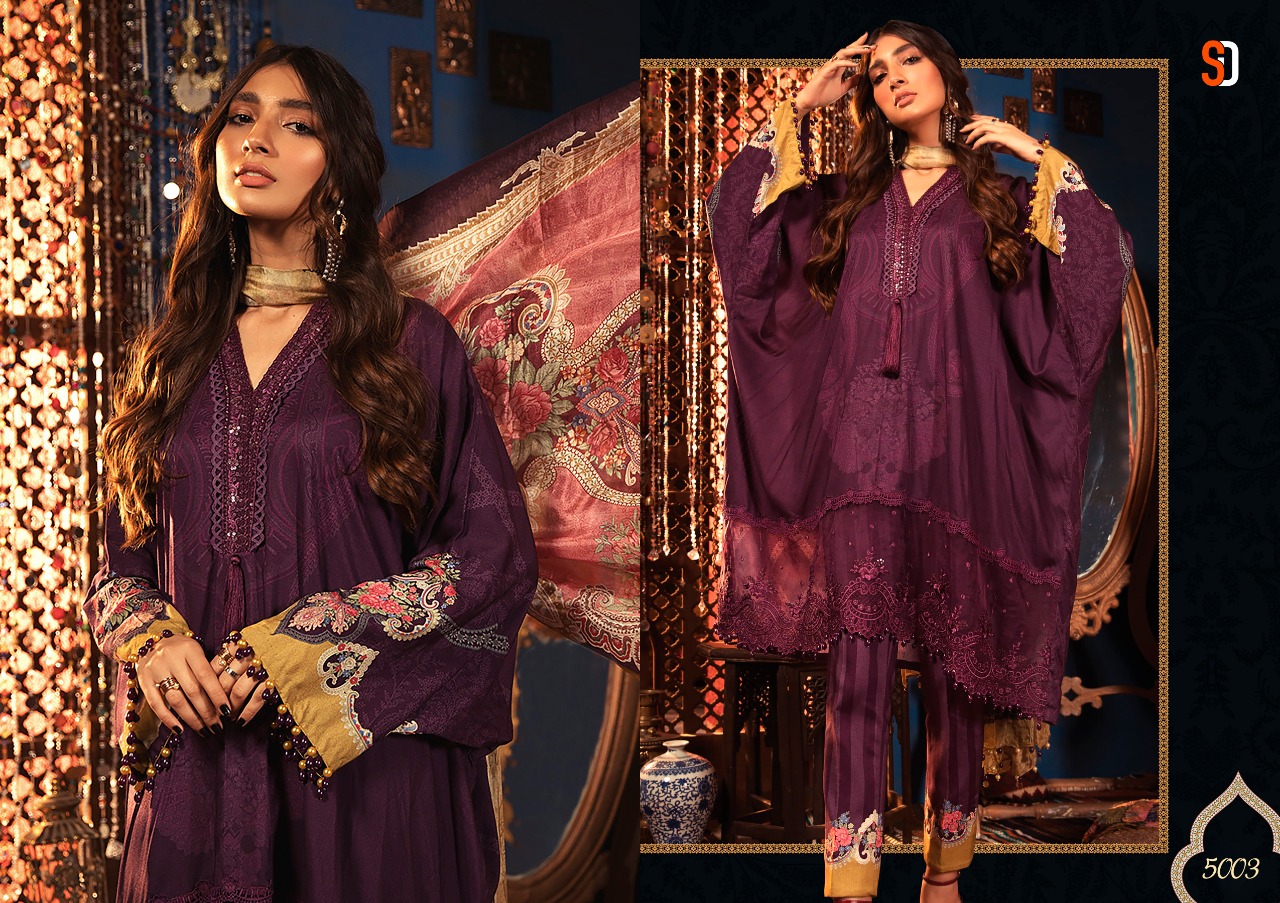 Shraddha Designer Presents M Print Vol 5 Lawn Cotton Print With Heavy Embroidery Work Salwar Suits Wholesale Delar Surat