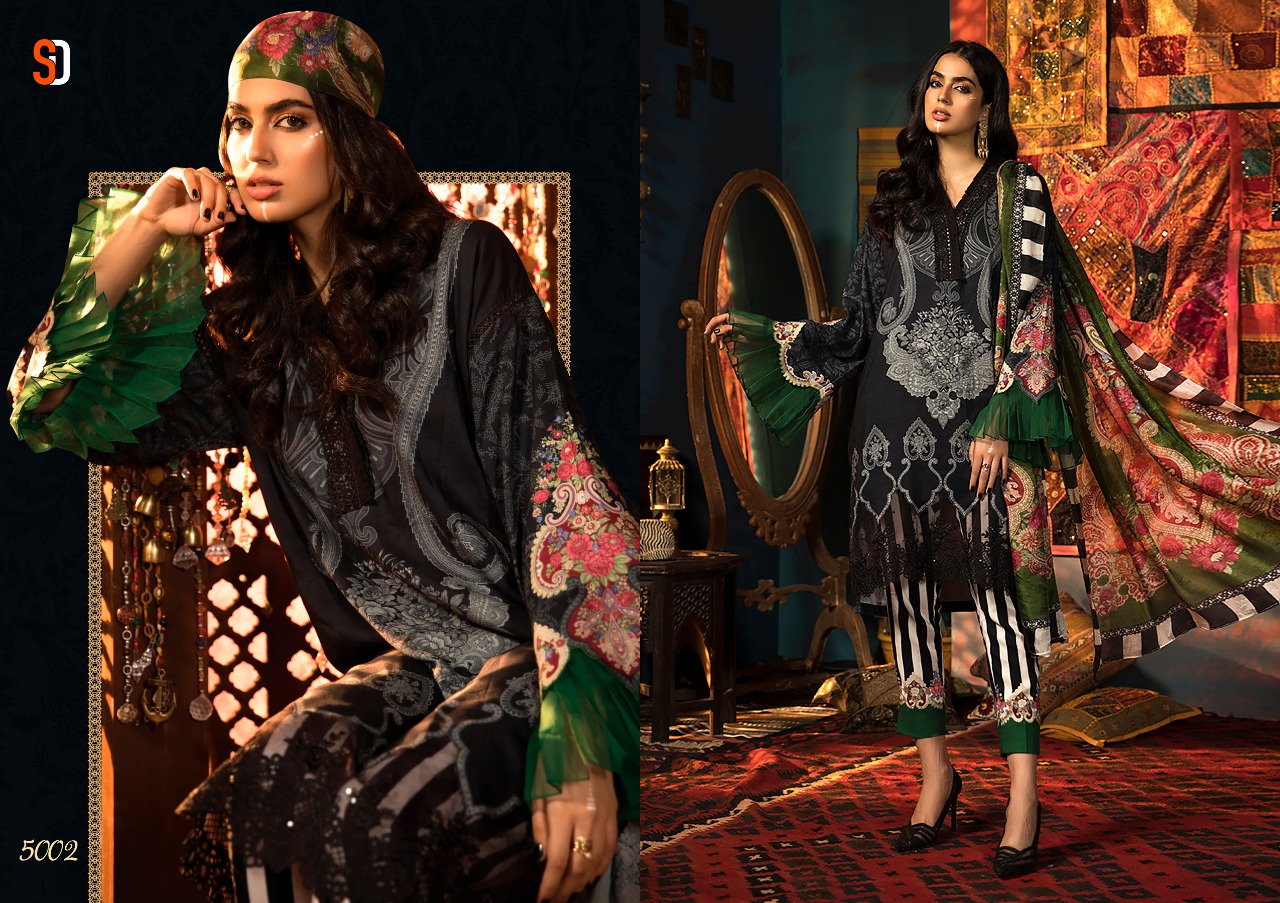 Shraddha Designer Presents M Print Vol 5 Lawn Cotton Print With Heavy Embroidery Work Salwar Suits Wholesale Delar Surat