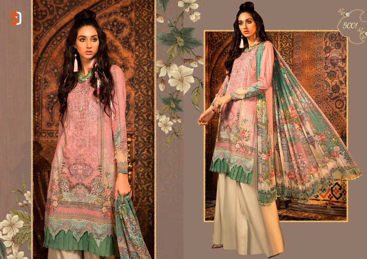 Shraddha Designer Presents M Print Vol 5 Lawn Cotton Print With Heavy Embroidery Work Salwar Suits Wholesale Delar Surat