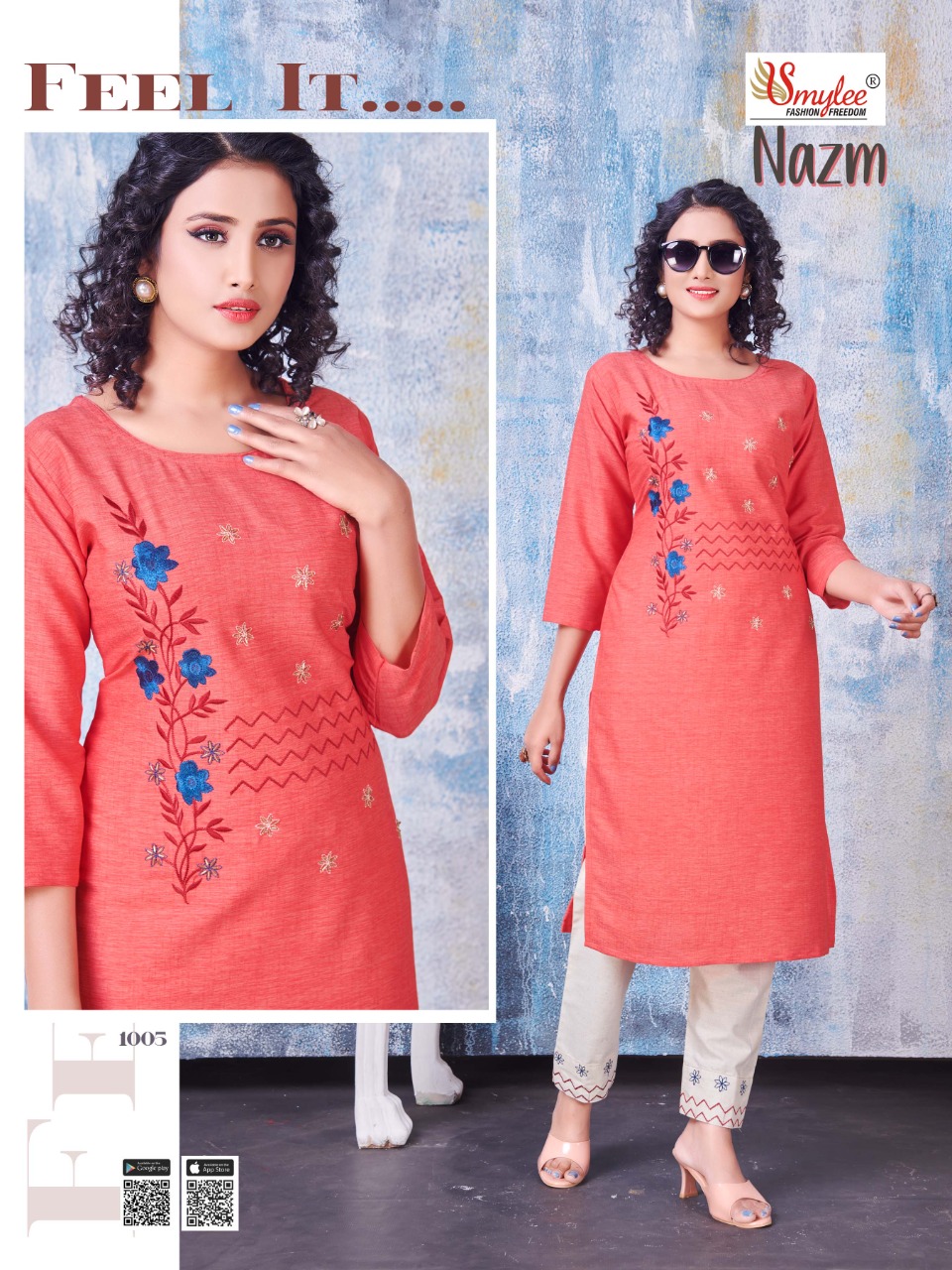 Smylee Fashion Presents Nazm Heavy Milaznz Rayon With Embroidery Work Kurtis Wholesale Dealer Surat