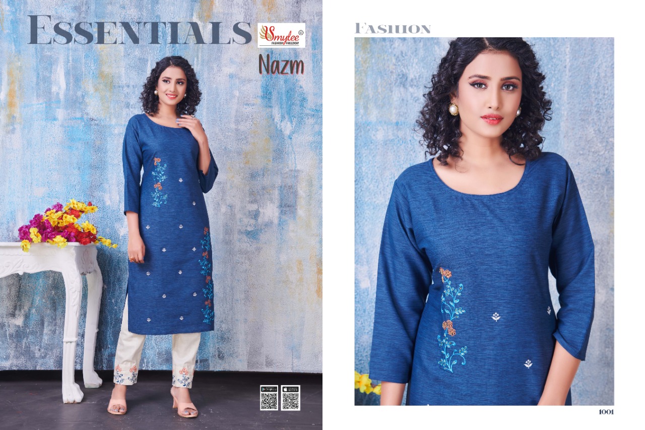 Smylee Fashion Presents Nazm Heavy Milaznz Rayon With Embroidery Work Kurtis Wholesale Dealer Surat