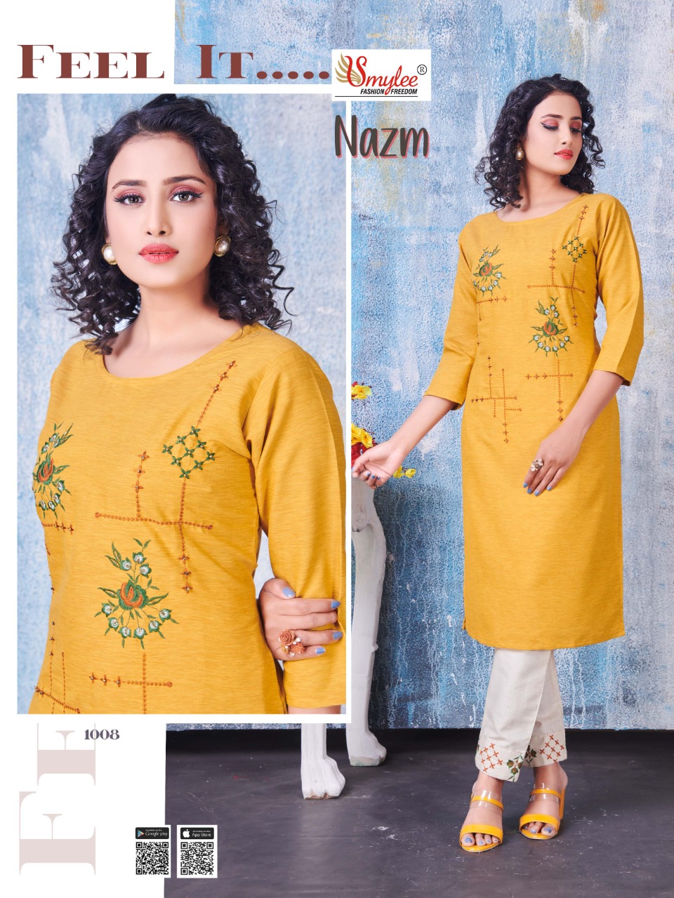 Smylee Fashion Presents Nazm Heavy Milaznz Rayon With Embroidery Work Kurtis Wholesale Dealer Surat