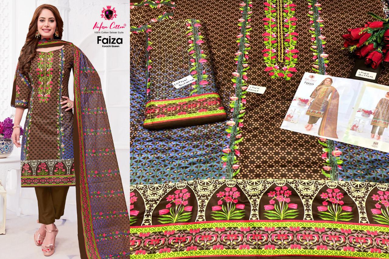 Nafisa Cotton Launched Faiza Karachi Queen Vol 5 Cotton Printed Salwar Suits Wholesale Delar Surat