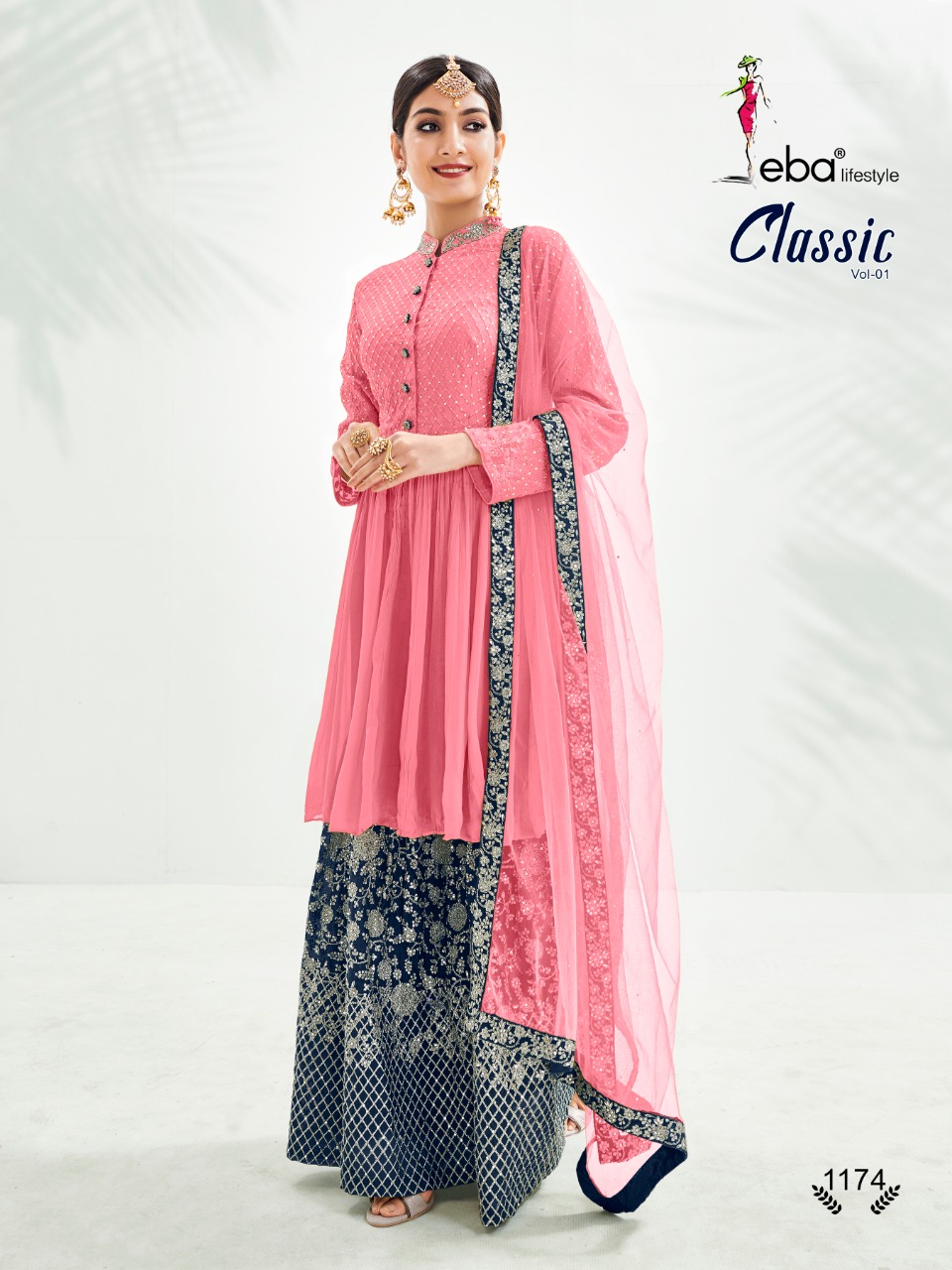 Eba Lifestyle Launched Classic Vol 1 Chinon With Embroidery And Daimond Work Salwar Kameez Wholesale Dealer Surat