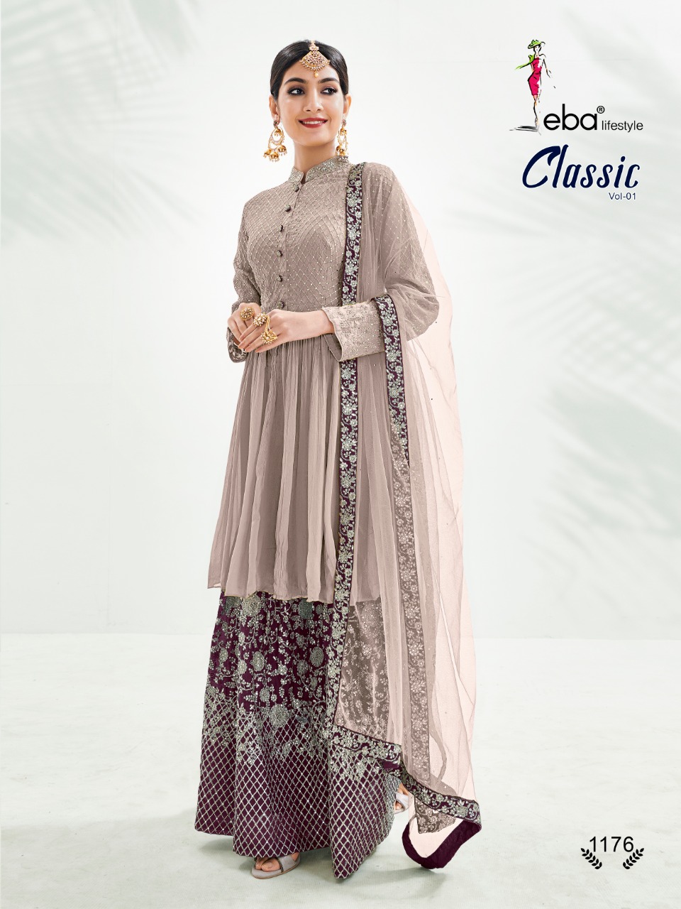 Eba Lifestyle Launched Classic Vol 1 Chinon With Embroidery And Daimond Work Salwar Kameez Wholesale Dealer Surat