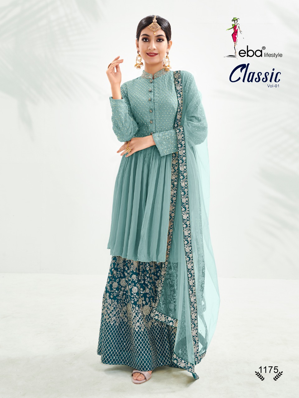 Eba Lifestyle Launched Classic Vol 1 Chinon With Embroidery And Daimond Work Salwar Kameez Wholesale Dealer Surat