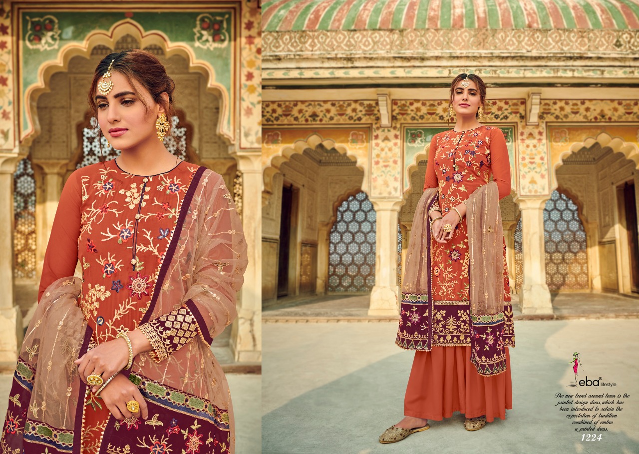 Eba Lifestyle Launched Tashrif Heavy Fox Georette With Heavy Embroidery Work Salwar Kameez Wholesale Dealer Surat