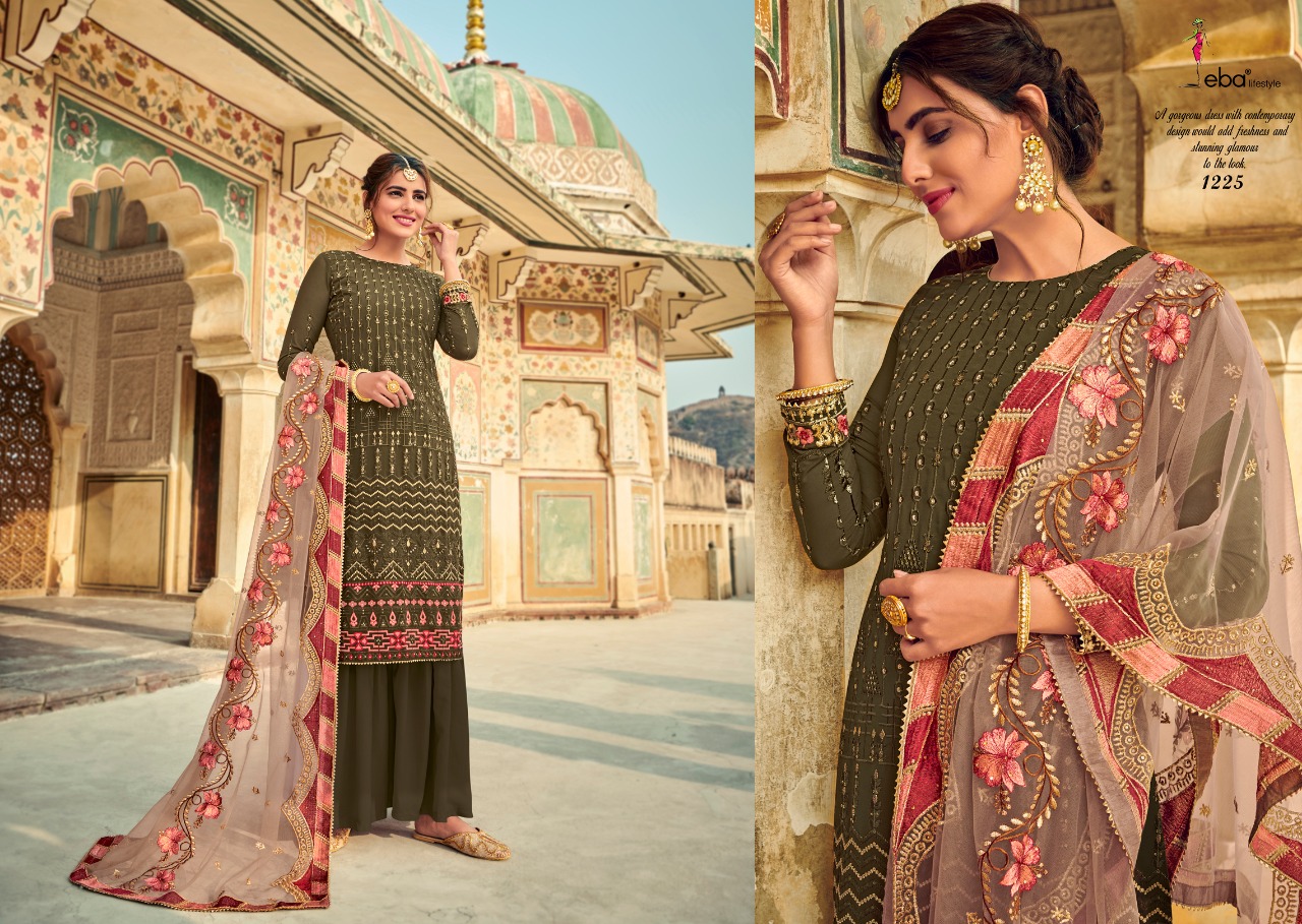 Eba Lifestyle Launched Tashrif Heavy Fox Georette With Heavy Embroidery Work Salwar Kameez Wholesale Dealer Surat