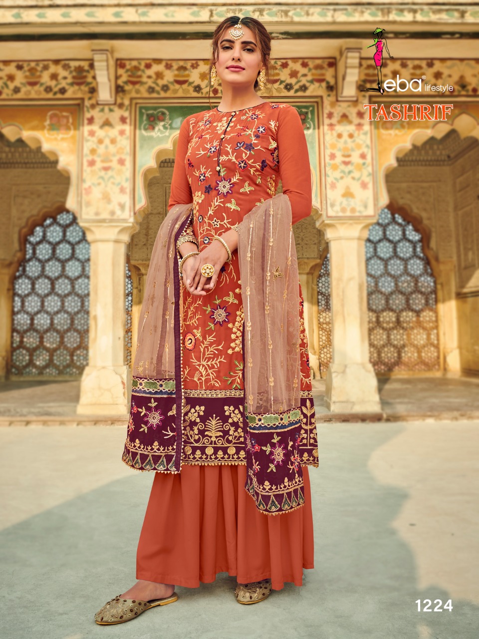 Eba Lifestyle Launched Tashrif Heavy Fox Georette With Heavy Embroidery Work Salwar Kameez Wholesale Dealer Surat