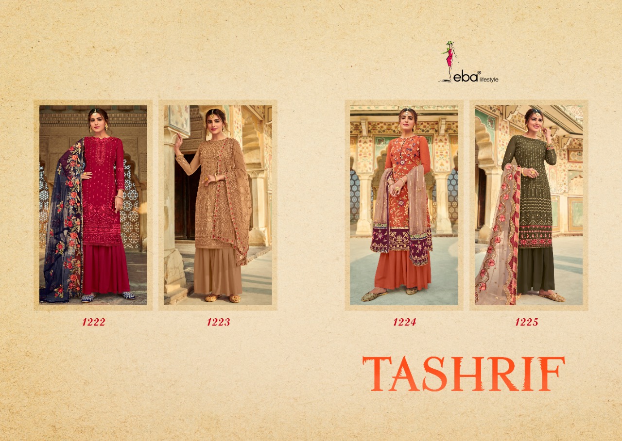 Eba Lifestyle Launched Tashrif Heavy Fox Georette With Heavy Embroidery Work Salwar Kameez Wholesale Dealer Surat