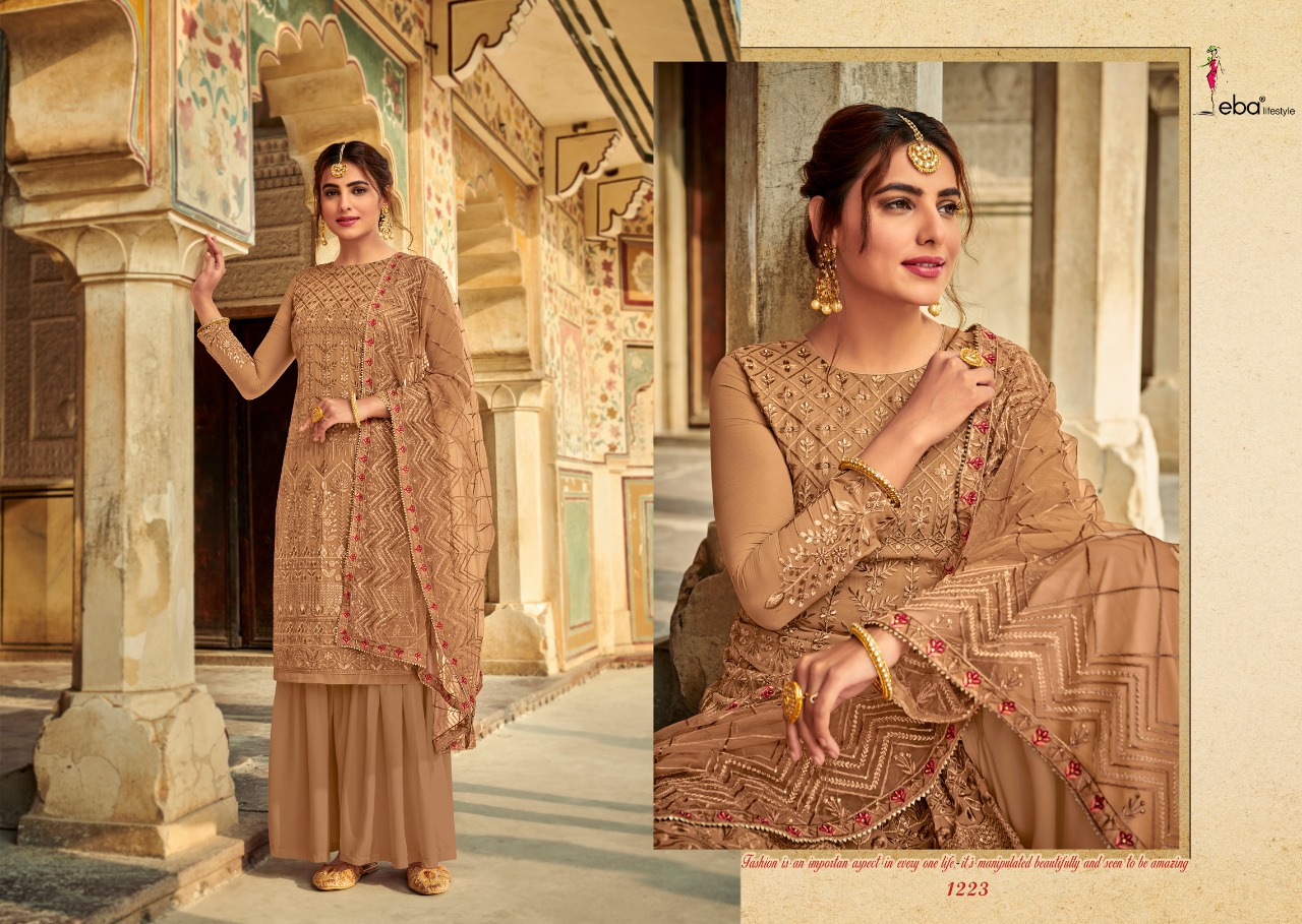 Eba Lifestyle Launched Tashrif Heavy Fox Georette With Heavy Embroidery Work Salwar Kameez Wholesale Dealer Surat