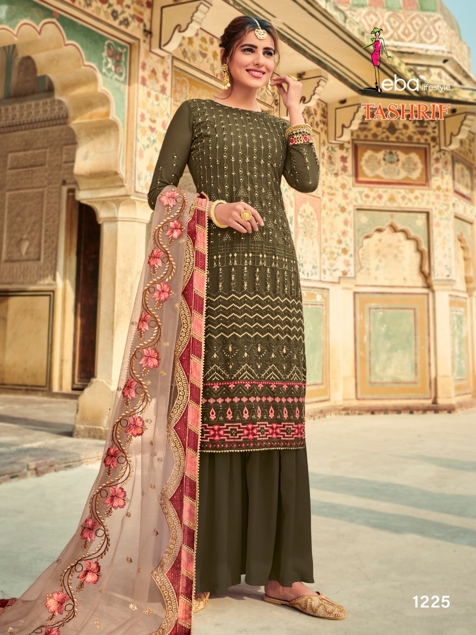 Eba Lifestyle Launched Tashrif Heavy Fox Georette With Heavy Embroidery Work Salwar Kameez Wholesale Dealer Surat