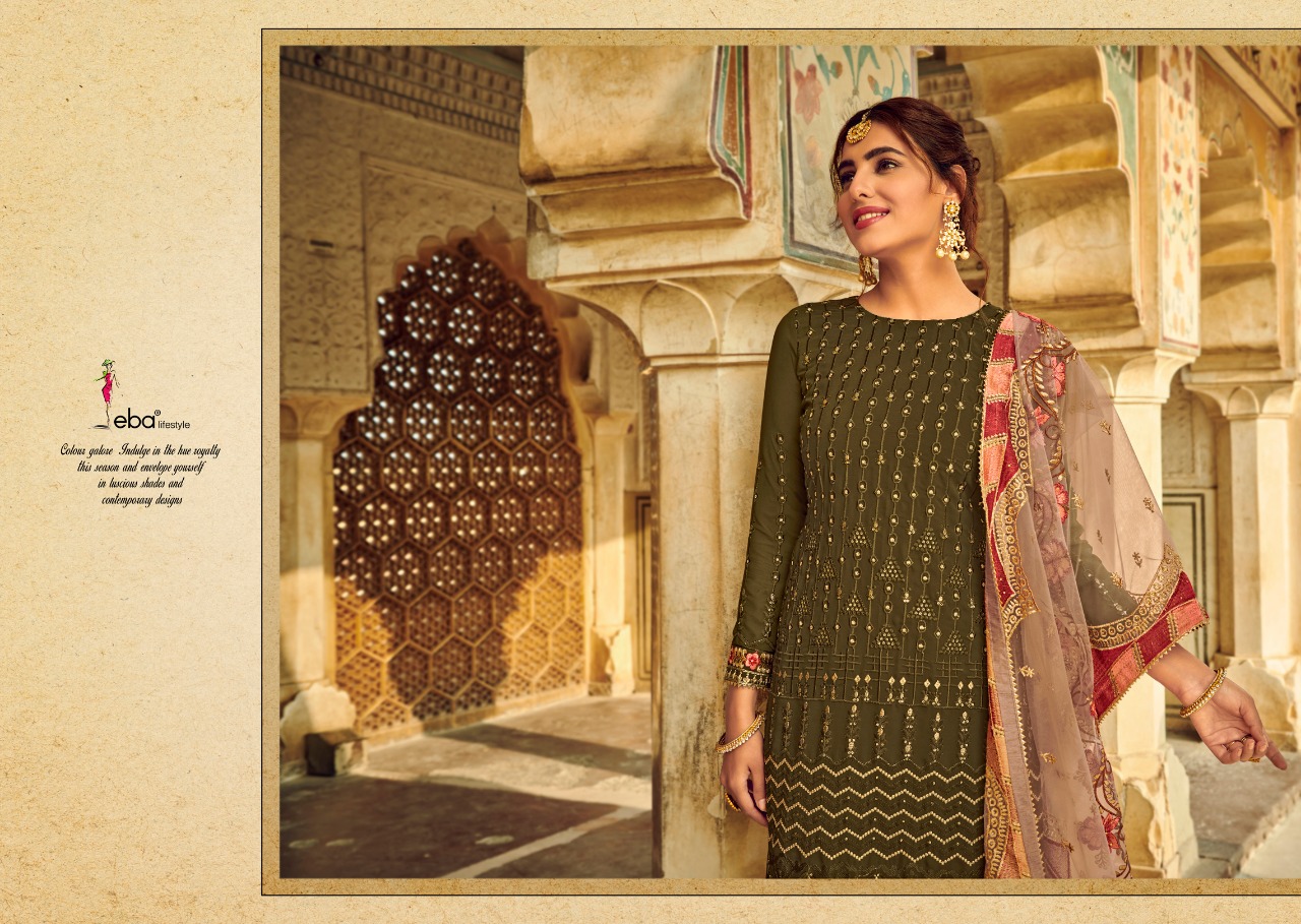 Eba Lifestyle Launched Tashrif Heavy Fox Georette With Heavy Embroidery Work Salwar Kameez Wholesale Dealer Surat