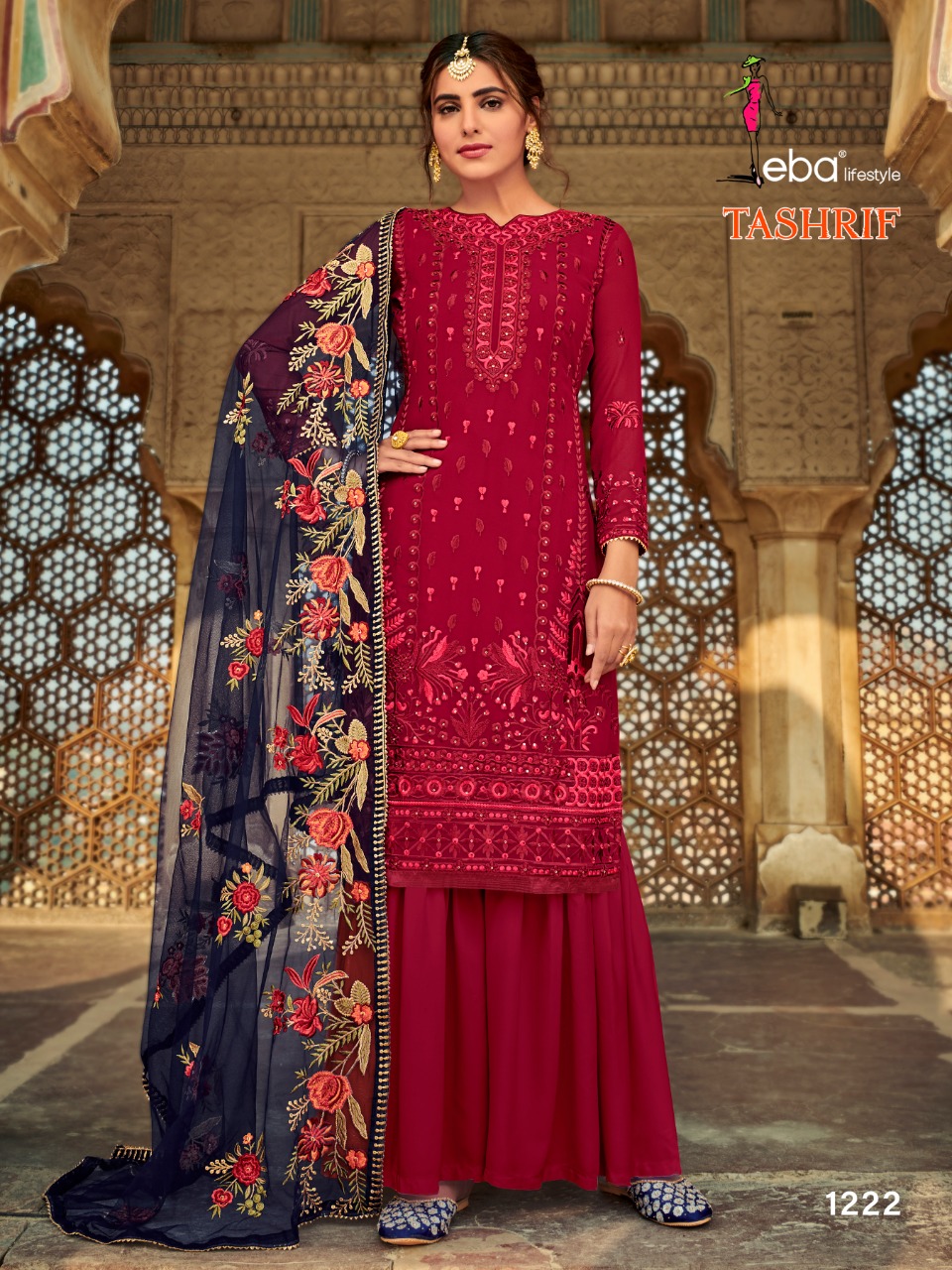 Eba Lifestyle Launched Tashrif Heavy Fox Georette With Heavy Embroidery Work Salwar Kameez Wholesale Dealer Surat