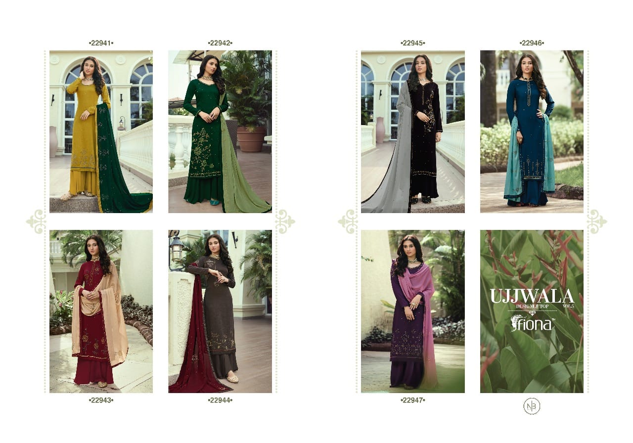 Fiona Launched Ujjwala Vol 5 Shree Soft Silk With Designer Top Salwar Kameez Wholesale Dealer Surat