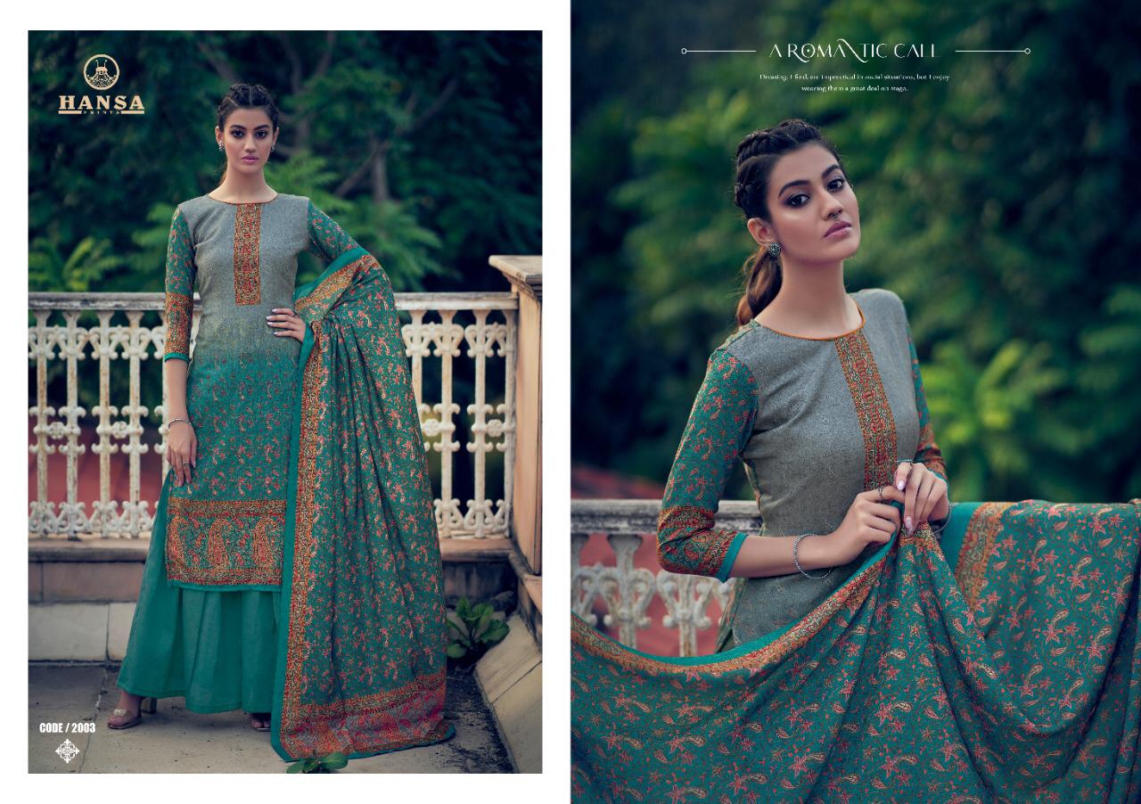 Hansa Prints Launched Hidaya Samaira Pashmina Digital Print With With Hand Work Salwar Kameez