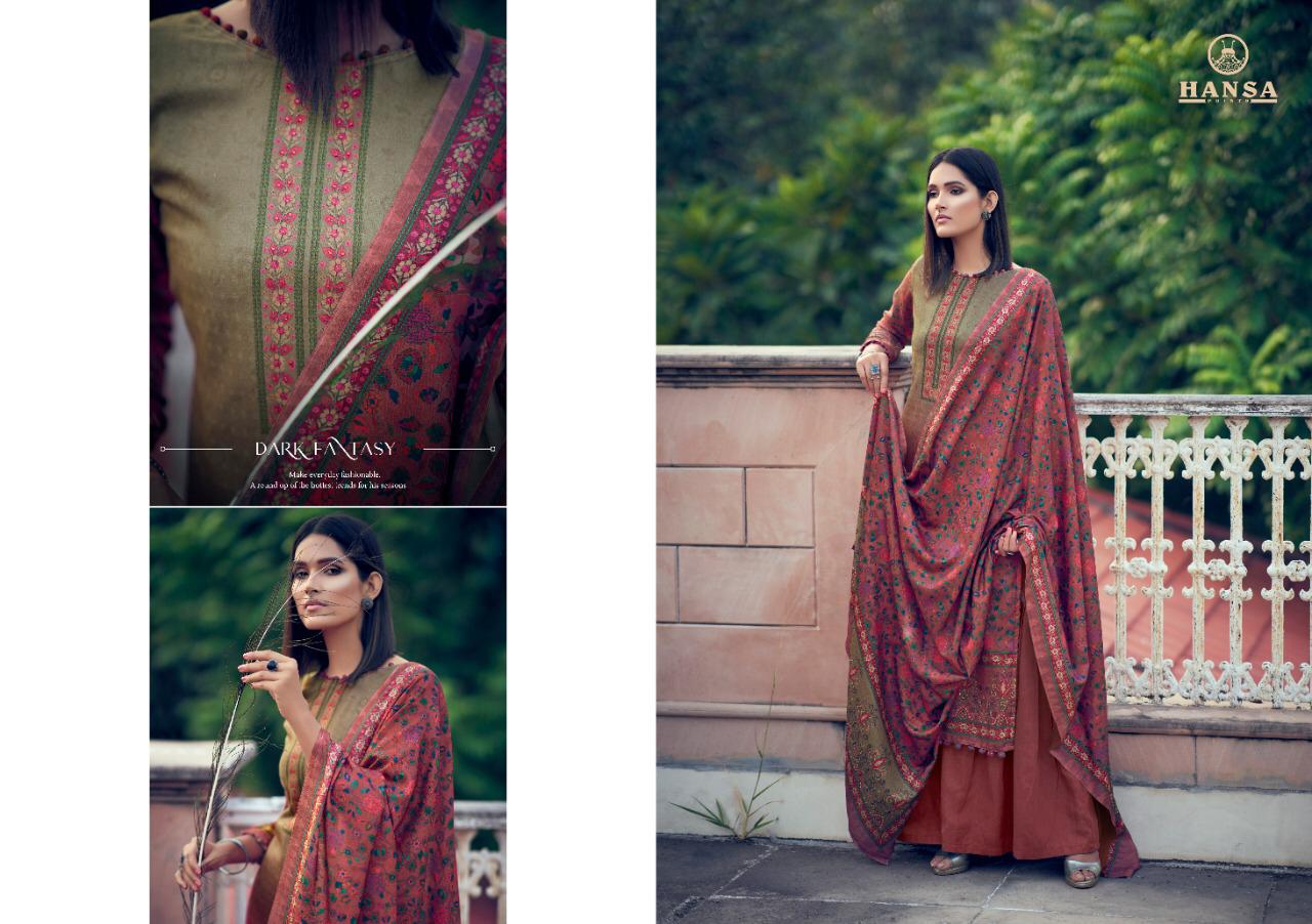 Hansa Prints Launched Hidaya Samaira Pashmina Digital Print With With Hand Work Salwar Kameez