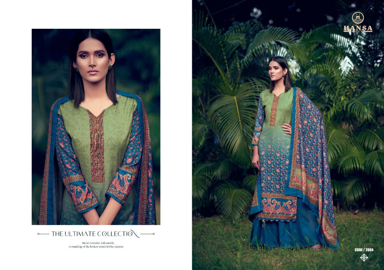Hansa Prints Launched Hidaya Samaira Pashmina Digital Print With With Hand Work Salwar Kameez