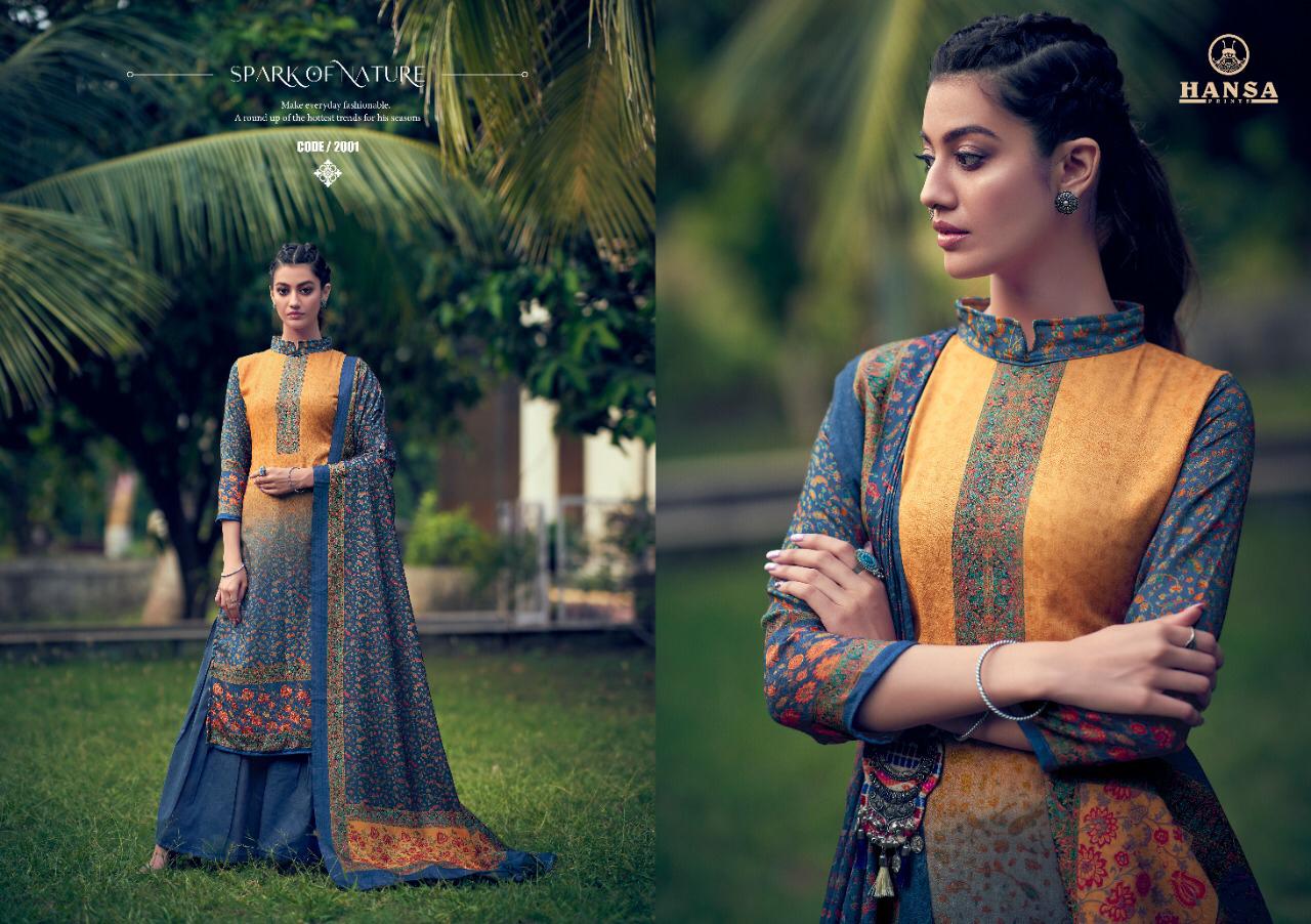 Hansa Prints Launched Hidaya Samaira Pashmina Digital Print With With Hand Work Salwar Kameez
