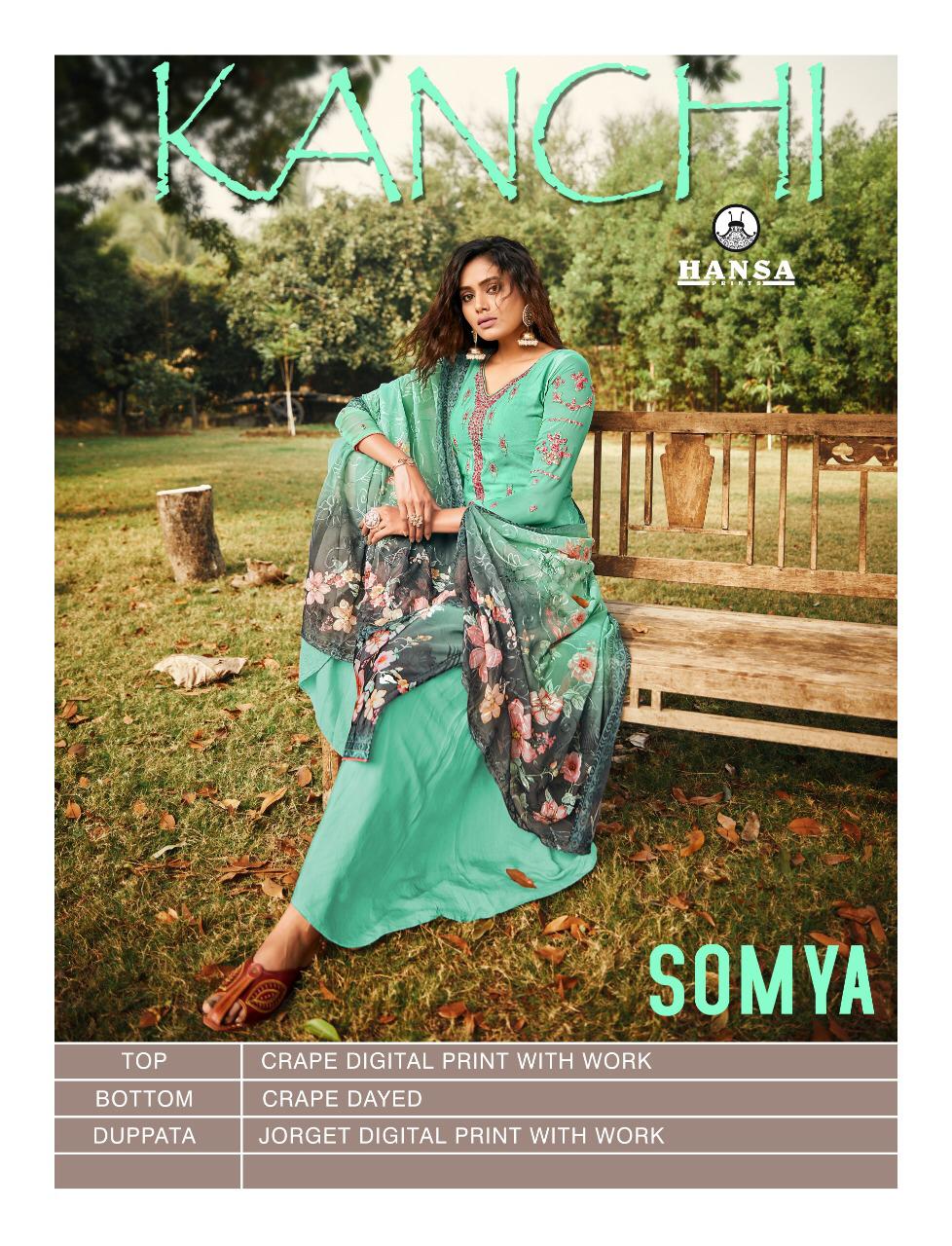 Hansa Launched Somya Crape Digital Print With Work Salwar Kameez Wholesale Dealer Surat