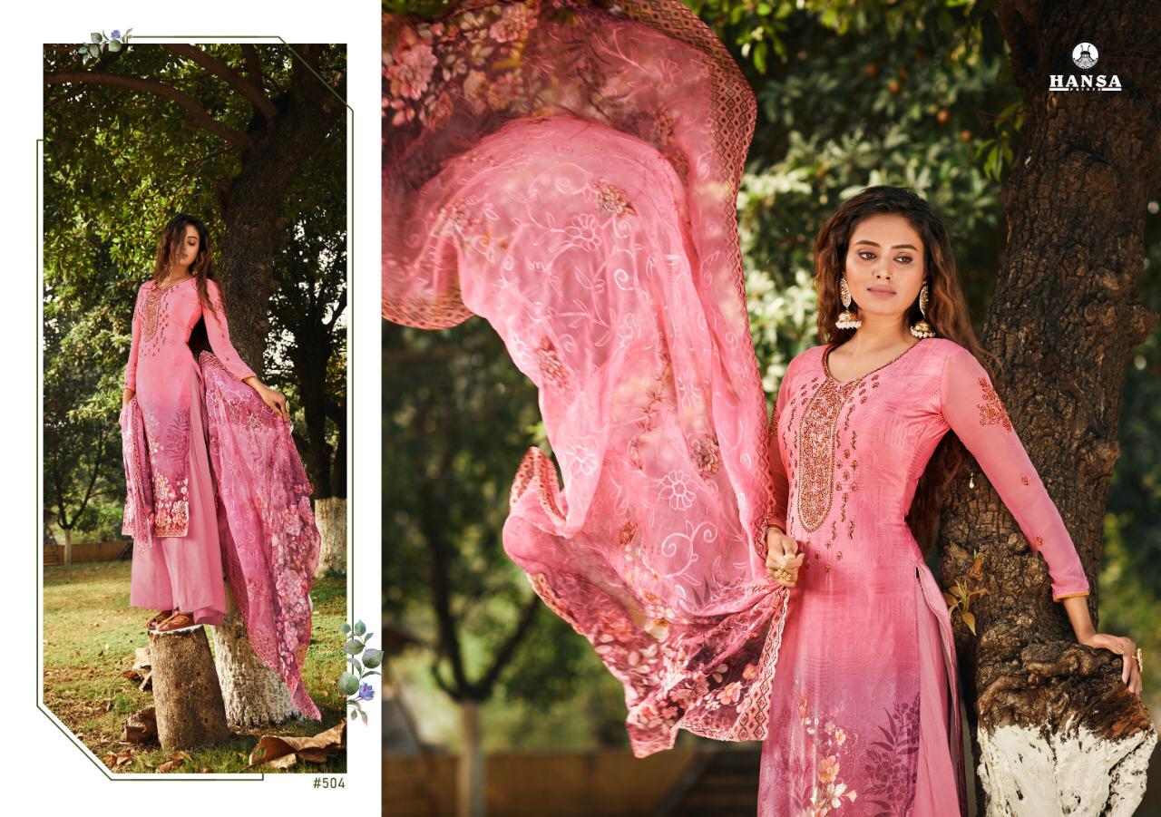 Hansa Launched Somya Crape Digital Print With Work Salwar Kameez Wholesale Dealer Surat