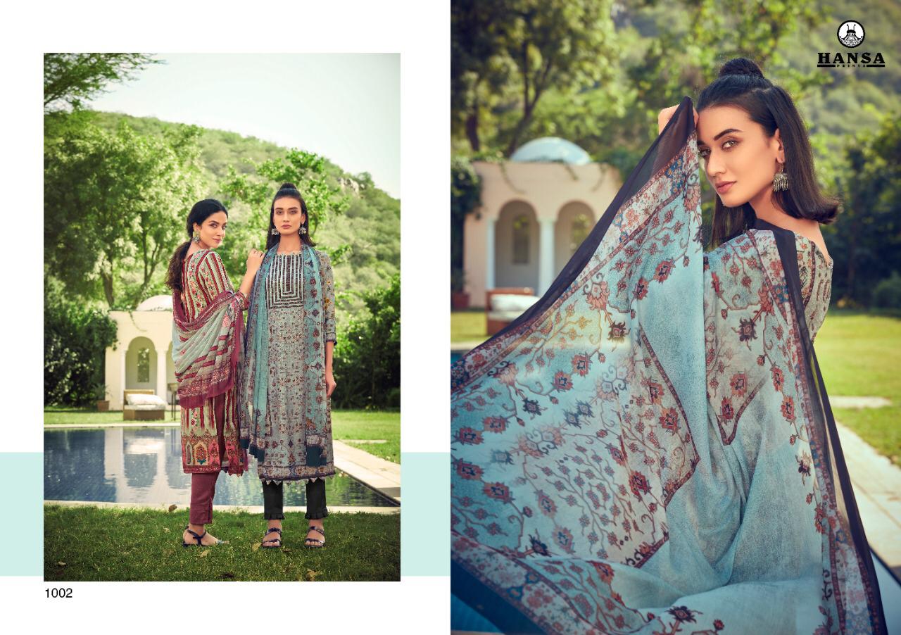 Hansa Launched Hidaya Sara Pashmina Digital Print With Hand Work Salwar Kameez