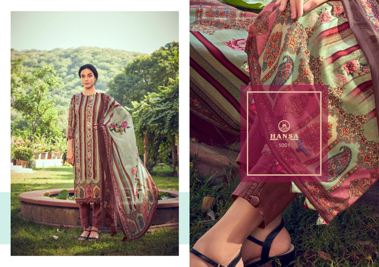 Hansa Launched Hidaya Sara Pashmina Digital Print With Hand Work Salwar Kameez