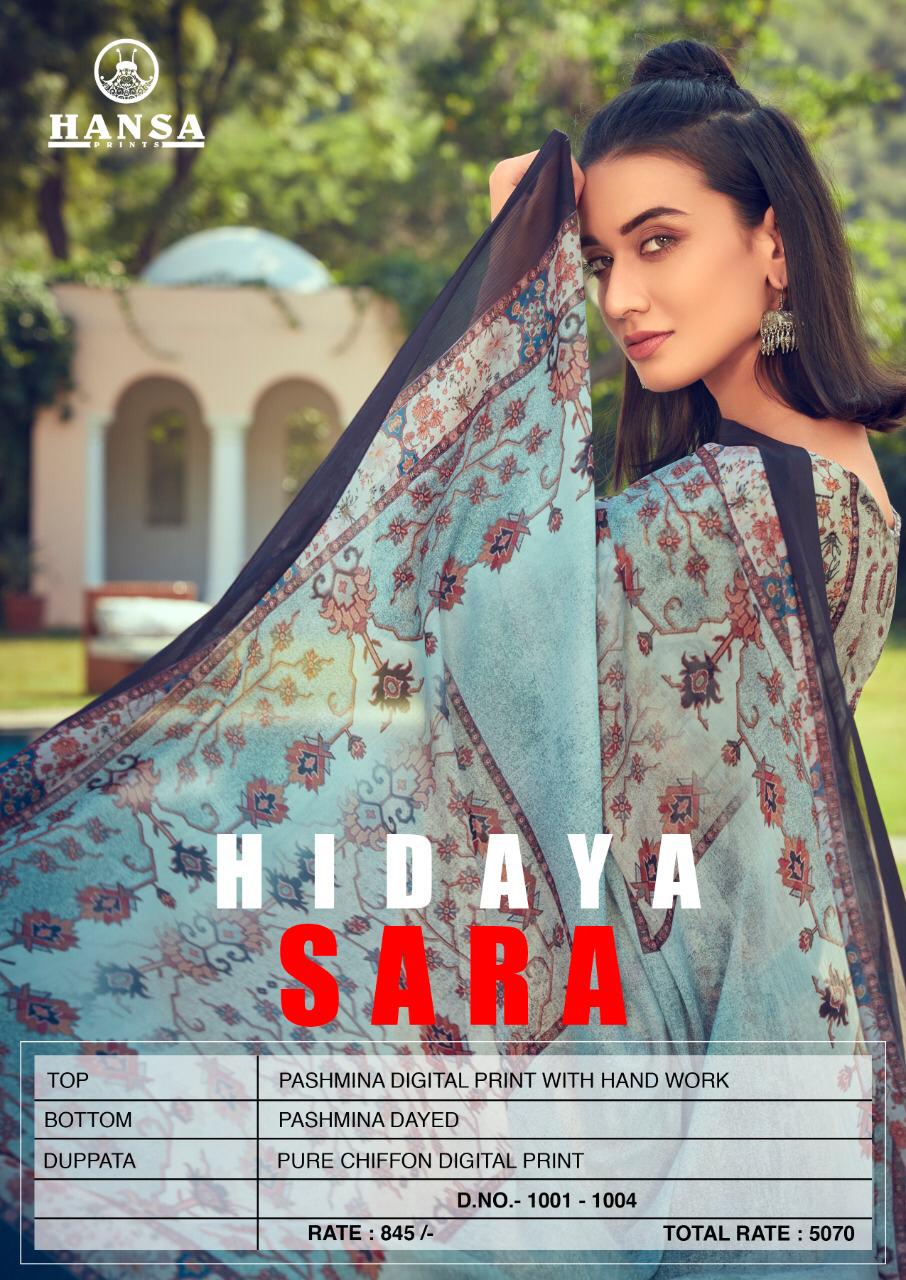 Hansa Launched Hidaya Sara Pashmina Digital Print With Hand Work Salwar Kameez