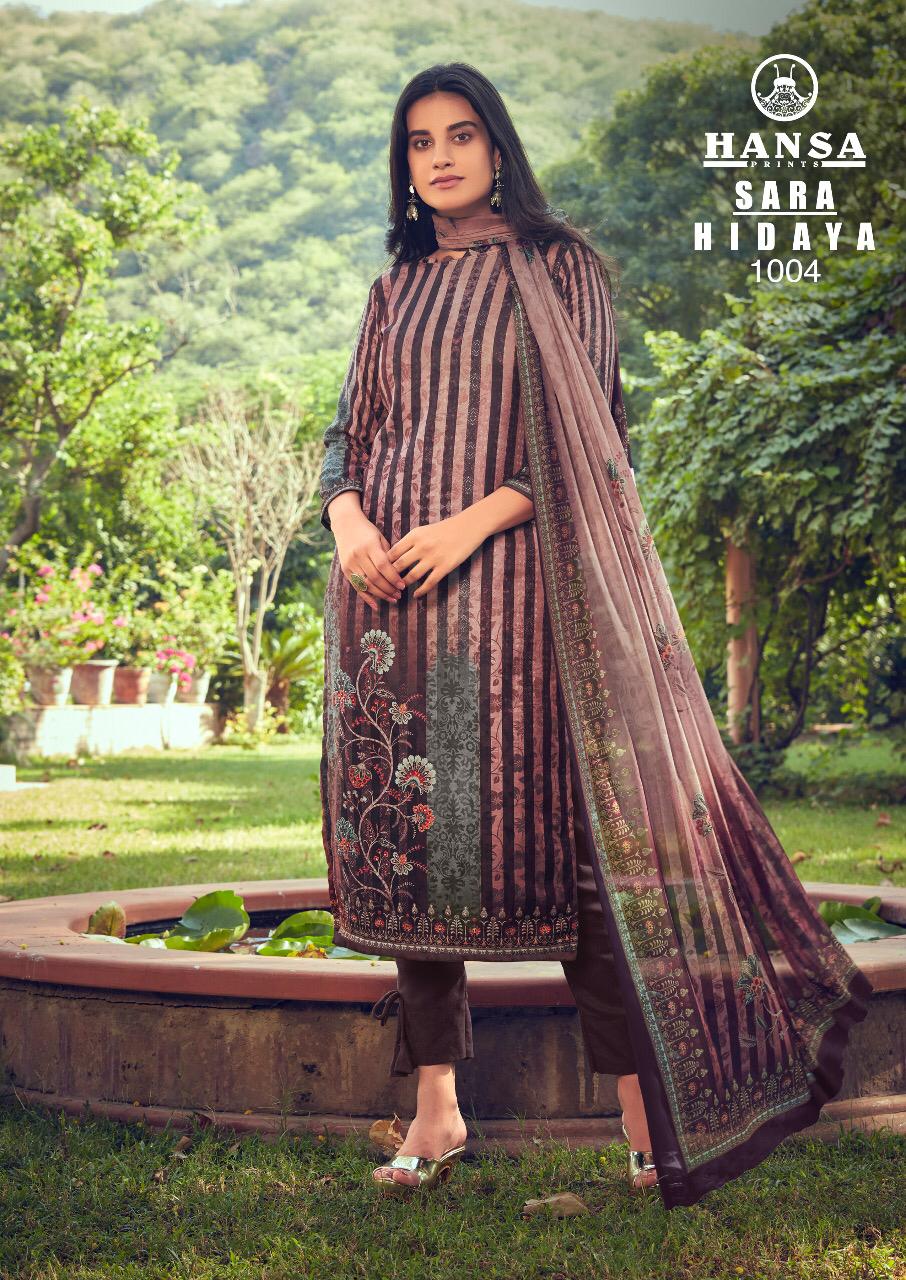 Hansa Launched Hidaya Sara Pashmina Digital Print With Hand Work Salwar Kameez