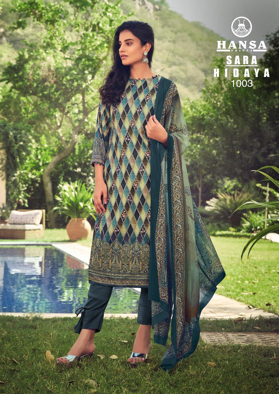Hansa Launched Hidaya Sara Pashmina Digital Print With Hand Work Salwar Kameez