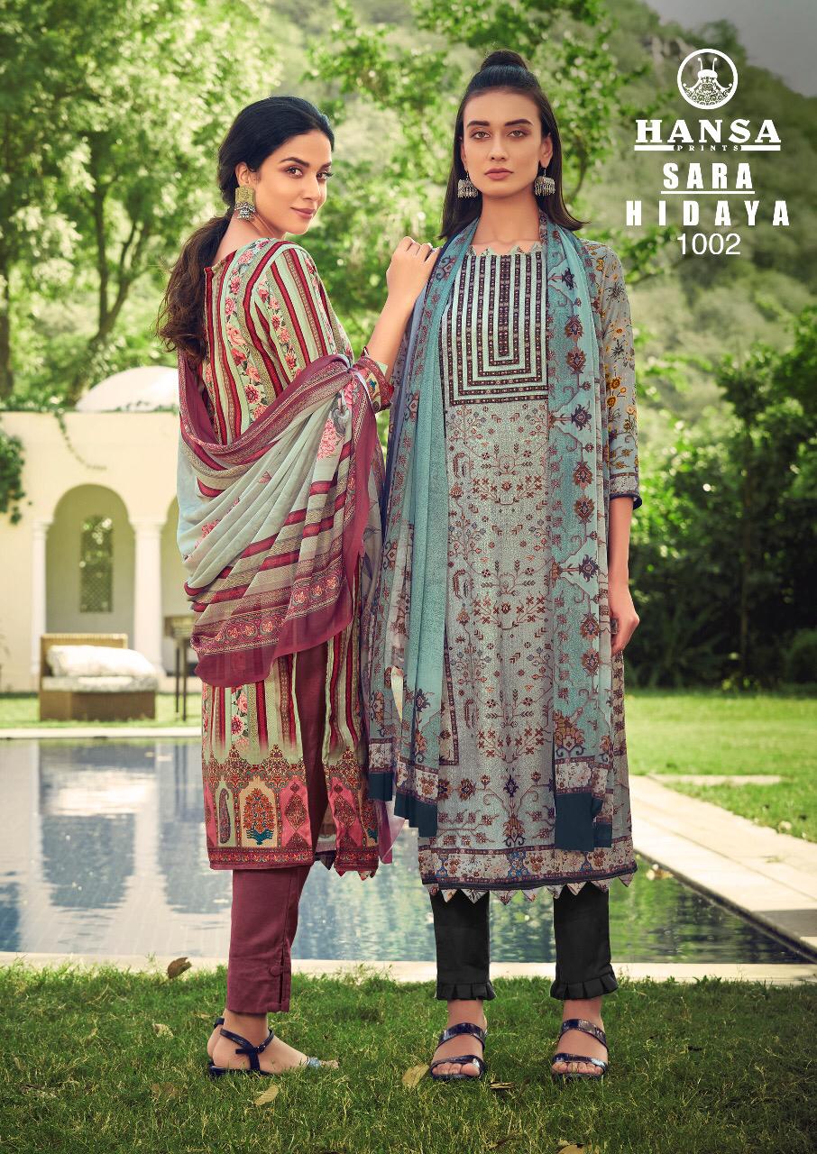 Hansa Launched Hidaya Sara Pashmina Digital Print With Hand Work Salwar Kameez