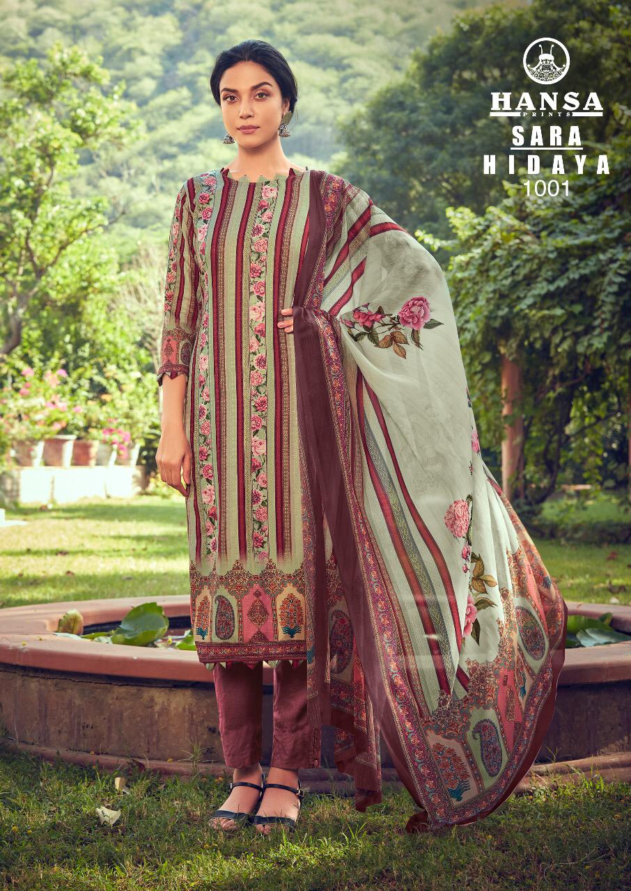 Hansa Launched Hidaya Sara Pashmina Digital Print With Hand Work Salwar Kameez