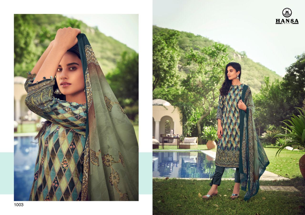 Hansa Launched Hidaya Sara Pashmina Digital Print With Hand Work Salwar Kameez